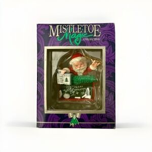 Santa Claus Chalkboard Book Teacher Collectible Ornament Trevco Vintage